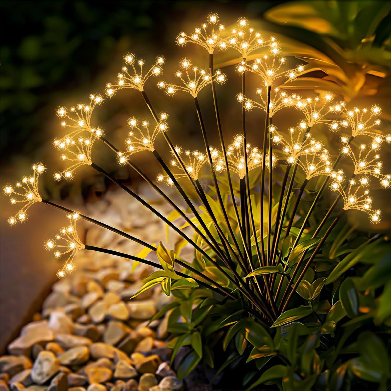 Lighting Wedding Outdoor - 2 個ソーラーガーデンライトホタルスパークリングスター花火ライト防水屋外中庭装飾ランプ DIY ホームデコレーション