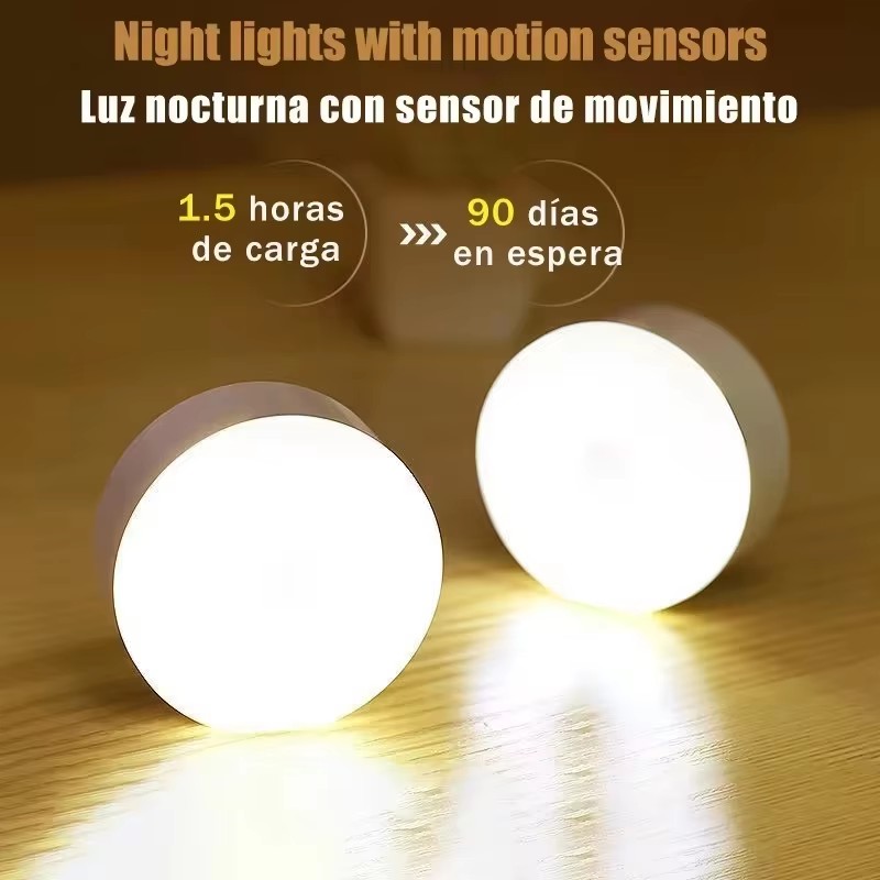 Outdoor Lighting With Sensor - USB充電式LEDナイトライト、スイッチ付き、モーションセンサー搭載マグネット式ワイヤレスランプ、クローゼットやベッドサイドキャビネットに最適な暖色光、ちらつきなし