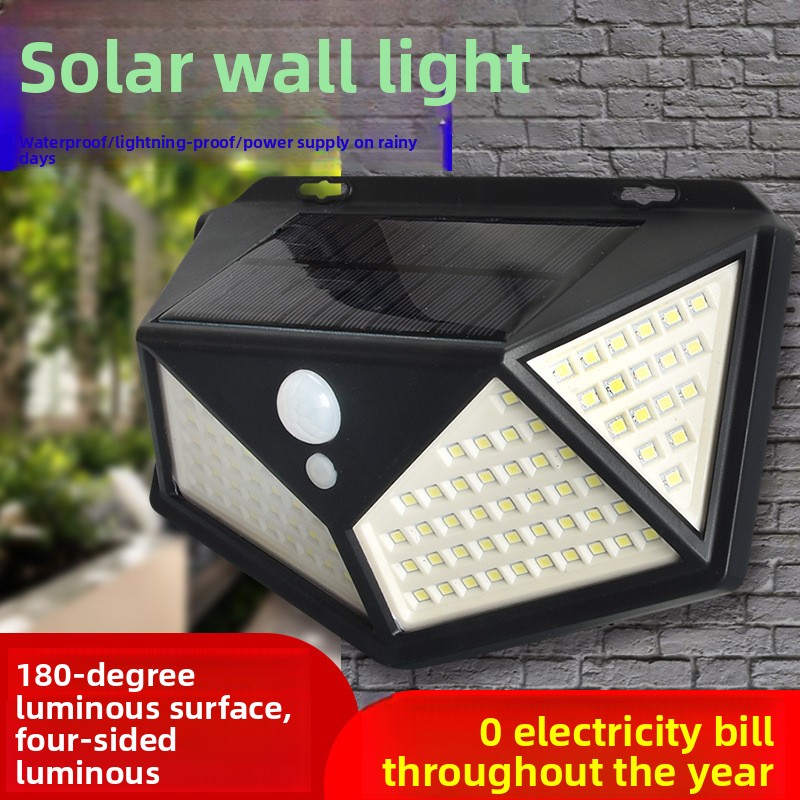 Outdoor Lighting On Amazon - 114LEDソーラーパネルウォールライト、全面発光、Amazon人気屋外人感センサーガーデンライト