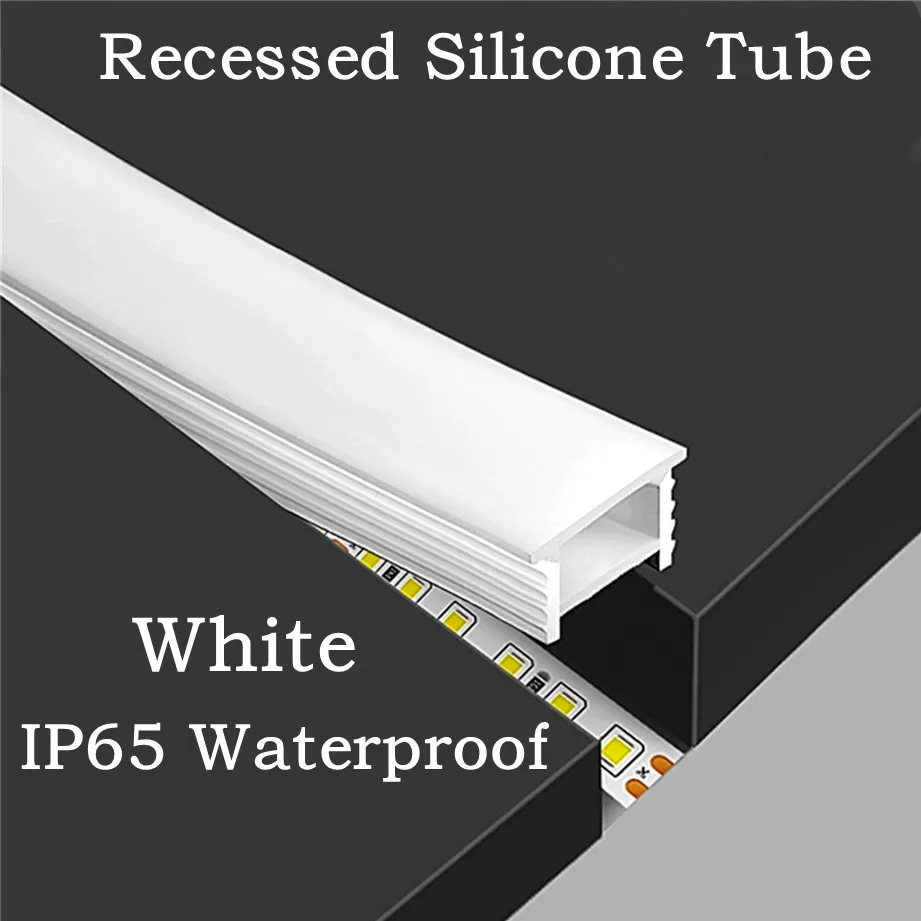 Outdoor Lighting Recessed - 凹型白シリコンチューブ LED ネオンライト柔軟なロープチャンネルディフューザー WS2811 WS2812B 屋外防水リボンストリップチューブ