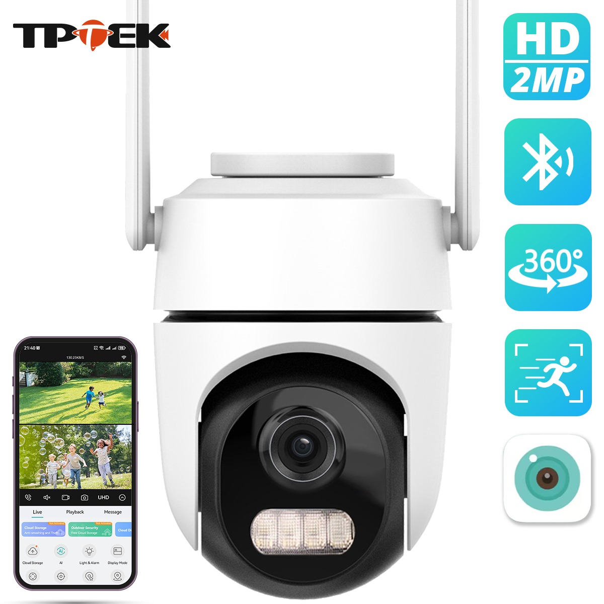 Outdoor Lighting Under Roof - 2MP 1080P WiFi PTZ セキュリティカメラ デュアルライト