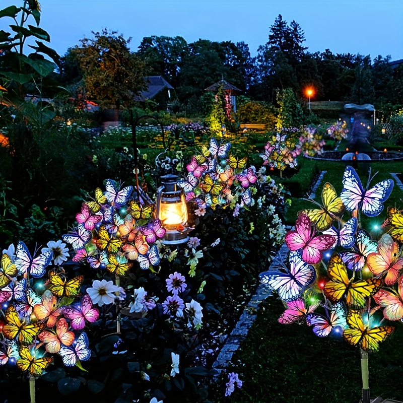Outdoor Lighting Traditional - ソーラー LED バタフライガーデンライト防水カラフルな屋外芝生パスランプ庭パティオフェスティバルクリスマス屋根装飾用