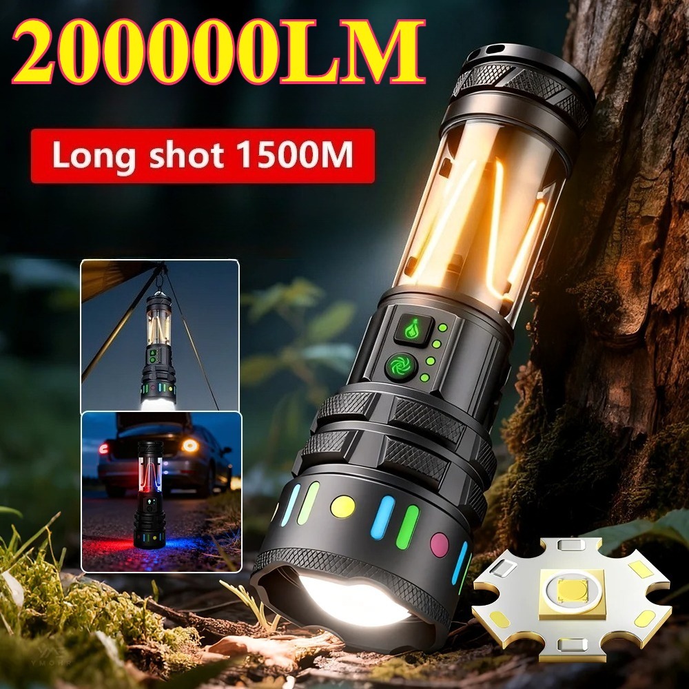 Outdoor Lighting Types - 強力な超高輝度LED懐中電灯、Type-C急速充電式ハンドヘルドワークトーチ、日常の屋外緊急照明用
