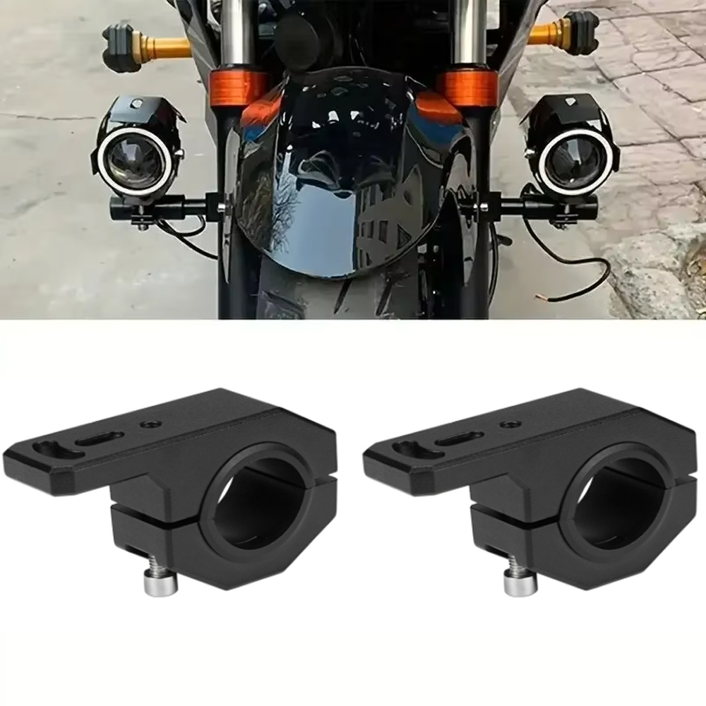 Outdoor Lighting Company - バイク用ヘッドライト/補助ライト取り付けブラケット 2個セット。汎用タイプで、バイクのフォグライトやヘッドライトの取り付けに使用できます。