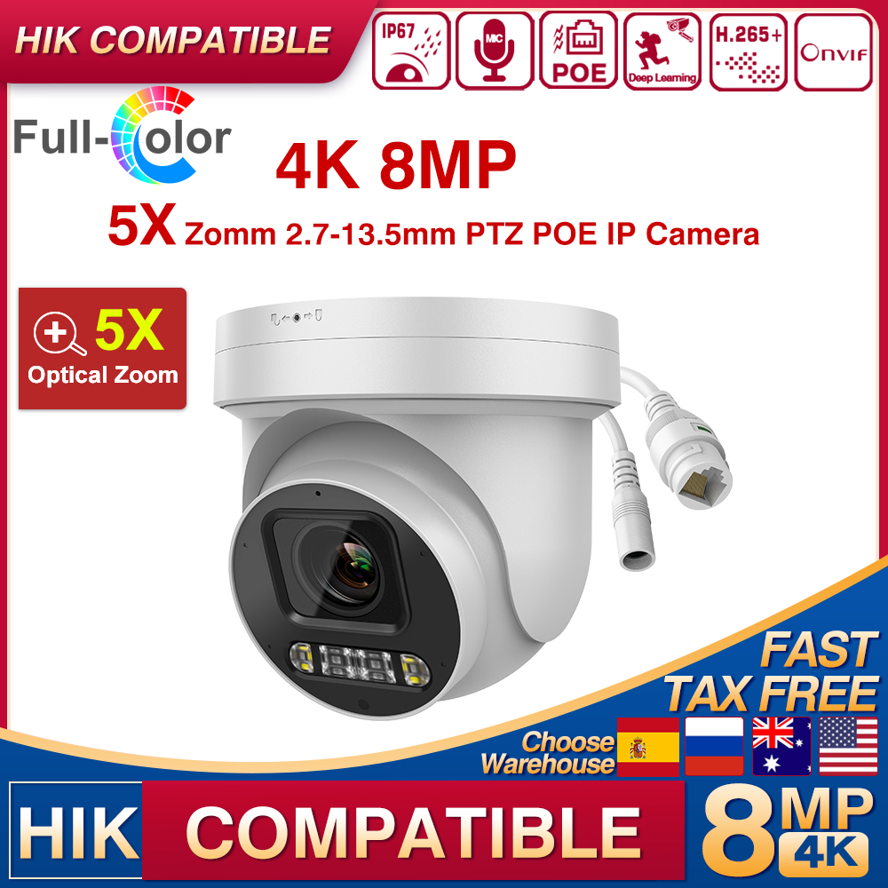 Outdoor Lighting Under Roof - Hikvision対応 4K 8MP 5倍ズーム PTZ セキュリティIPカメラ