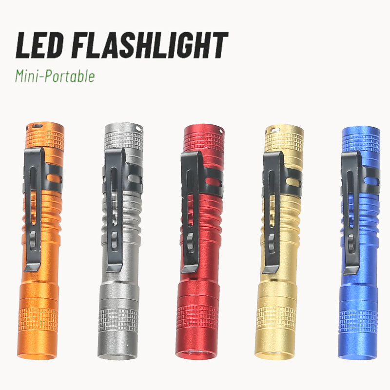 Outdoor Lighting Types - ペンクリップ付きポータブルミニLEDペン懐中電灯、ハンドヘルドウルトラポケットトーチ、屋外キャンプ緊急ランプ用AAA電池使用