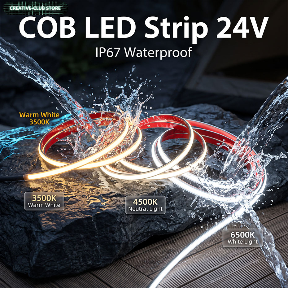 Outdoor Lighting Voltage - COB防水IP67ライトストリップ 低電圧24VシリコンLEDライトバー 屋外用リニア照明 埋め込み式キャビネット底部照明
