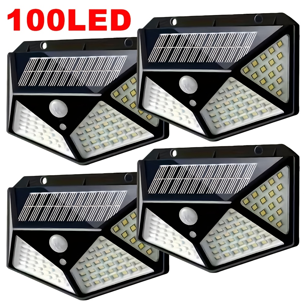 Outdoor Lighting With Sensor - 100LED屋外ソーラーガーデンライト、屋外モーションセンサーライト、防水ソーラーウォールランプ（庭、フェンス、庭園、通路、階段用）