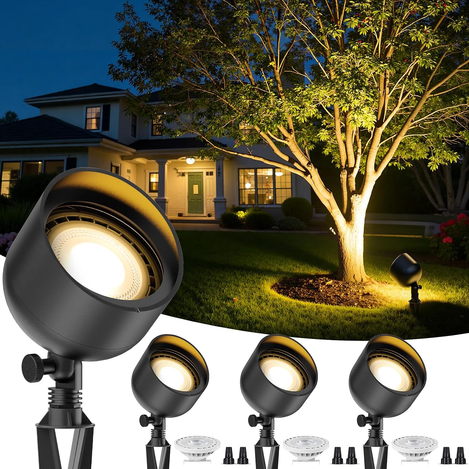 Outdoor Lighting Voltage - 低電圧景観LED投光器 12V 広角屋外アップライト ブッシュツリーキャノピー旗竿外壁洗浄ライト 10W 2700K