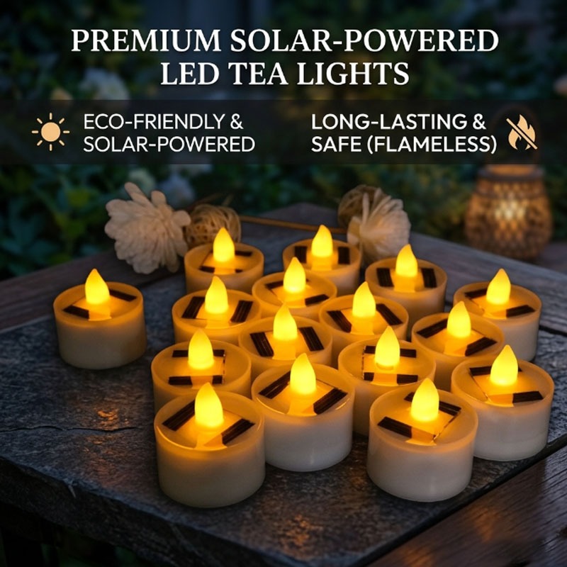 Outdoor Lighting Dusk To Dawn - ソーラー式LEDティーライトキャンドル、防水屋外用シャインボーティブセット、クリスマスやハロウィンパーティーの装飾に最適、夜明けから夕暮れまで点灯