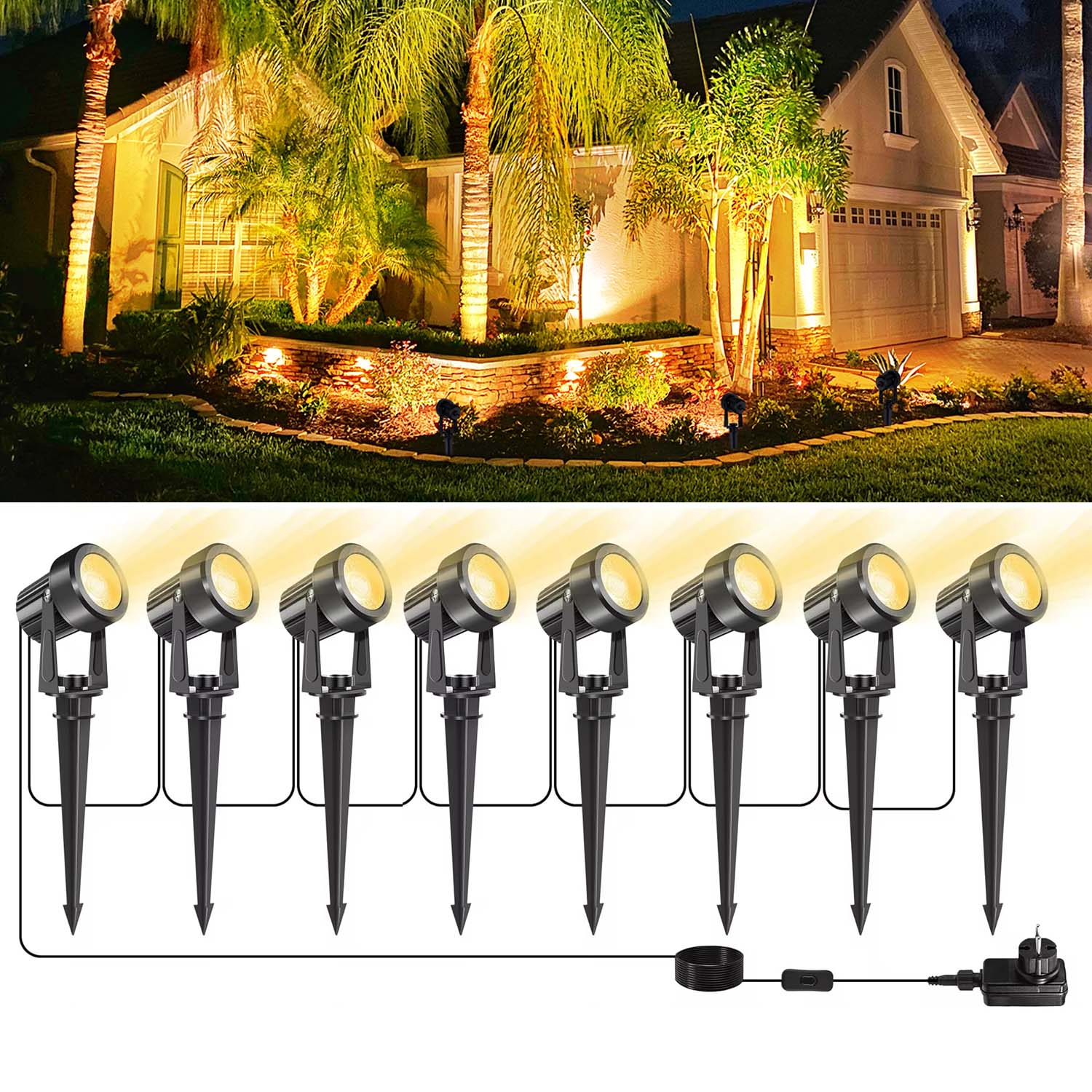 Outdoor Lighting Voltage - 4/6/8LEDS 3000K 屋外スポットライト風景 IP65 低電圧庭の照明ツリー 220V