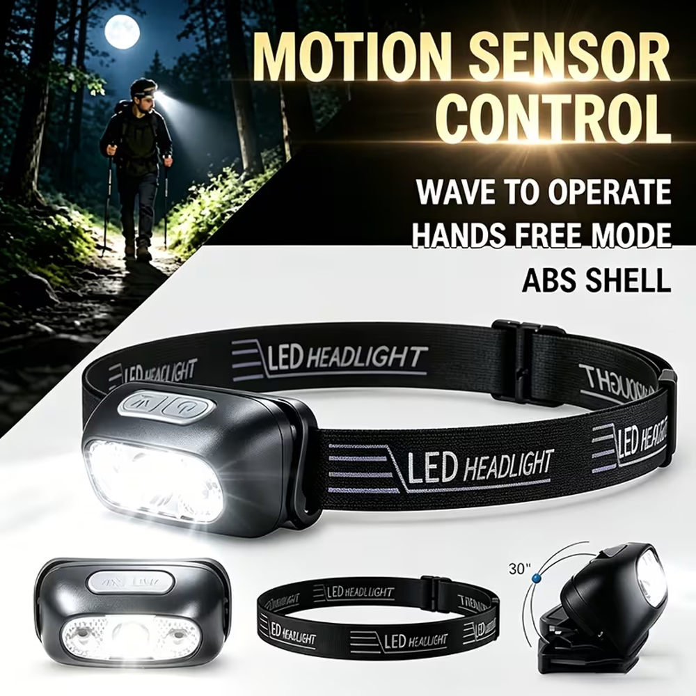 Outdoor Lighting With Sensor - 超明るいヘッドランプ ポータブルLEDセンサーヘッドライト USB充電式ヘッド懐中電灯 アウトドア キャンプ 釣り
