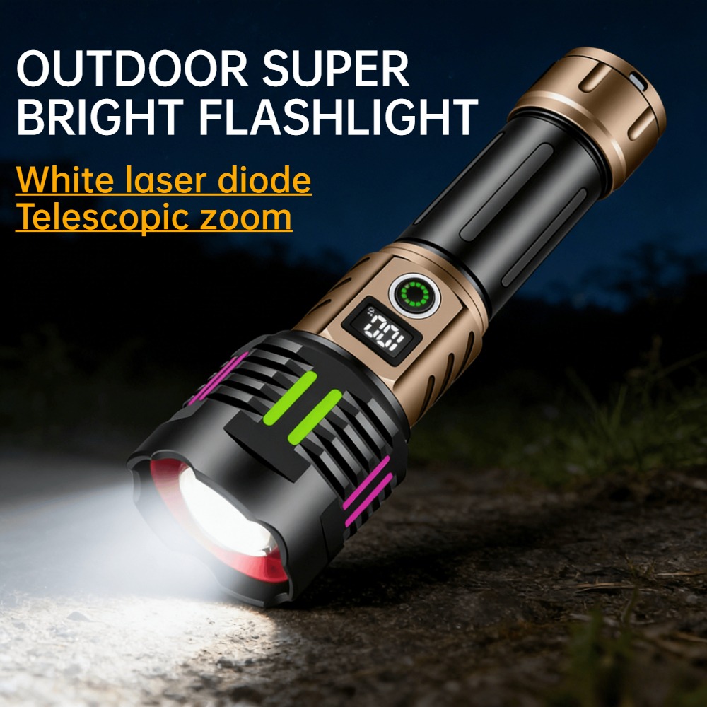 Outdoor Lighting Types - 超高輝度白色光 LED 懐中電灯 Type-C 充電伸縮ズーム防水トーチ屋外ハイキングパトロールキャンプランタン