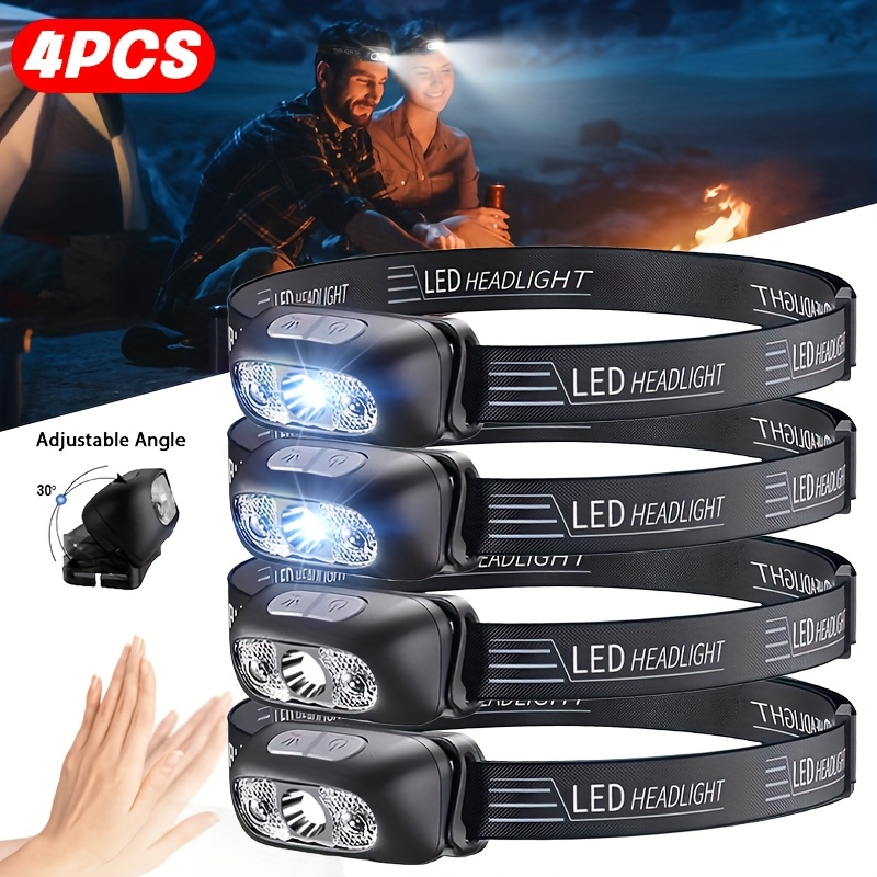 Outdoor Lighting With Sensor - 強力なセンサー搭載調整可能LEDヘッド懐中電灯USB充電式COBヘッドランプミニキャンプ釣りアウトドア緊急用ヘッドランプ