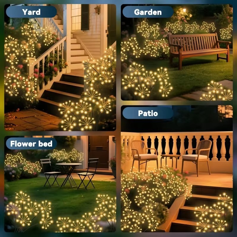 2 個ソーラーガーデンライトホタルスパークリングスター花火ラ - Lighting Wedding Outdoor のレビューと価格