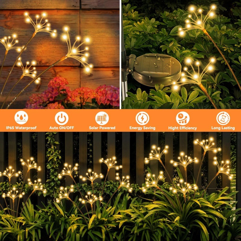 2 個ソーラーガーデンライトホタルスパークリングスター花火ラ - Lighting Wedding Outdoor のレビューと価格