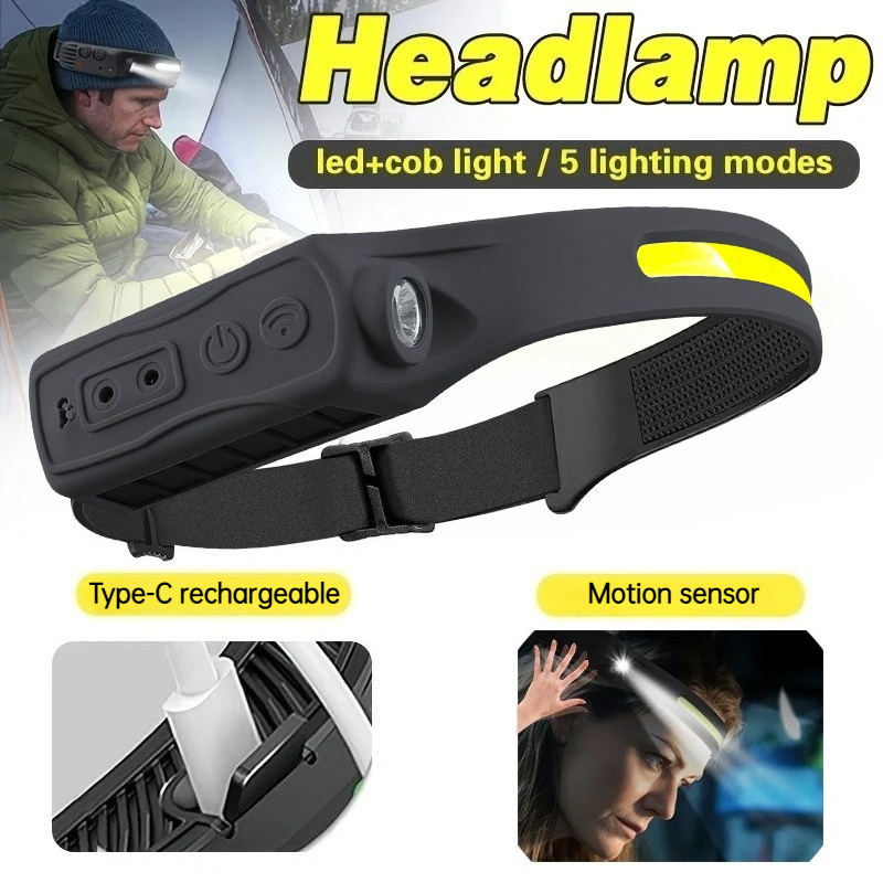 強力な COB LED センサーヘッドランプ充電式ヘッド懐中 - Outdoor Lighting With Sensor のレビューと価格