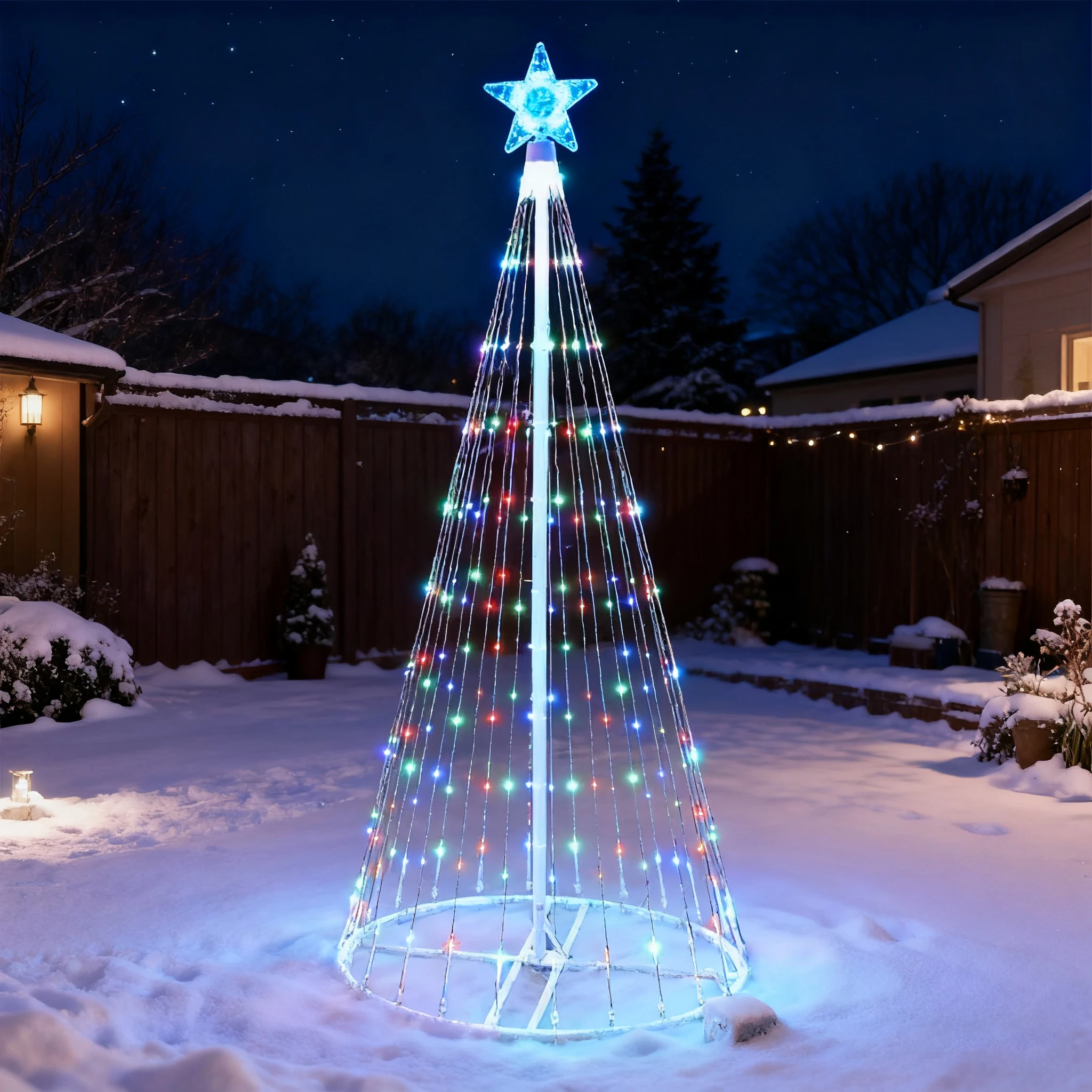 ソーラー式LED滝型ストリングライト クリスマスツリー飾り  - Outdoor Lighting Under Pergola のレビューと価格