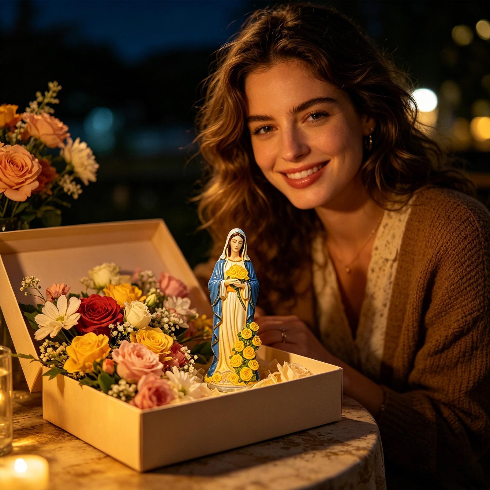 聖母マリアソーラー像ガーデンデコレーションソーラーレジンフィ - Outdoor Lighting Traditional のレビューと価格