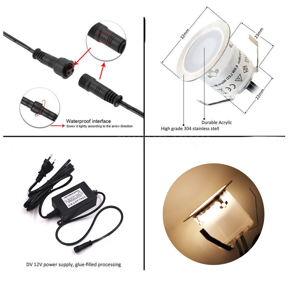 12V LED デッキライト屋外 IP67 防水スポットライ - Outdoor Lighting Recessed のレビューと価格