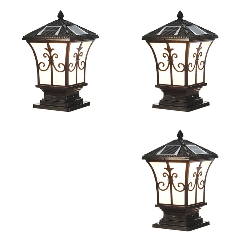 3X LEDソーラーポストライト 屋外用 夕暮れから夜明けま - Outdoor Lighting Dusk To Dawn のレビューと価格