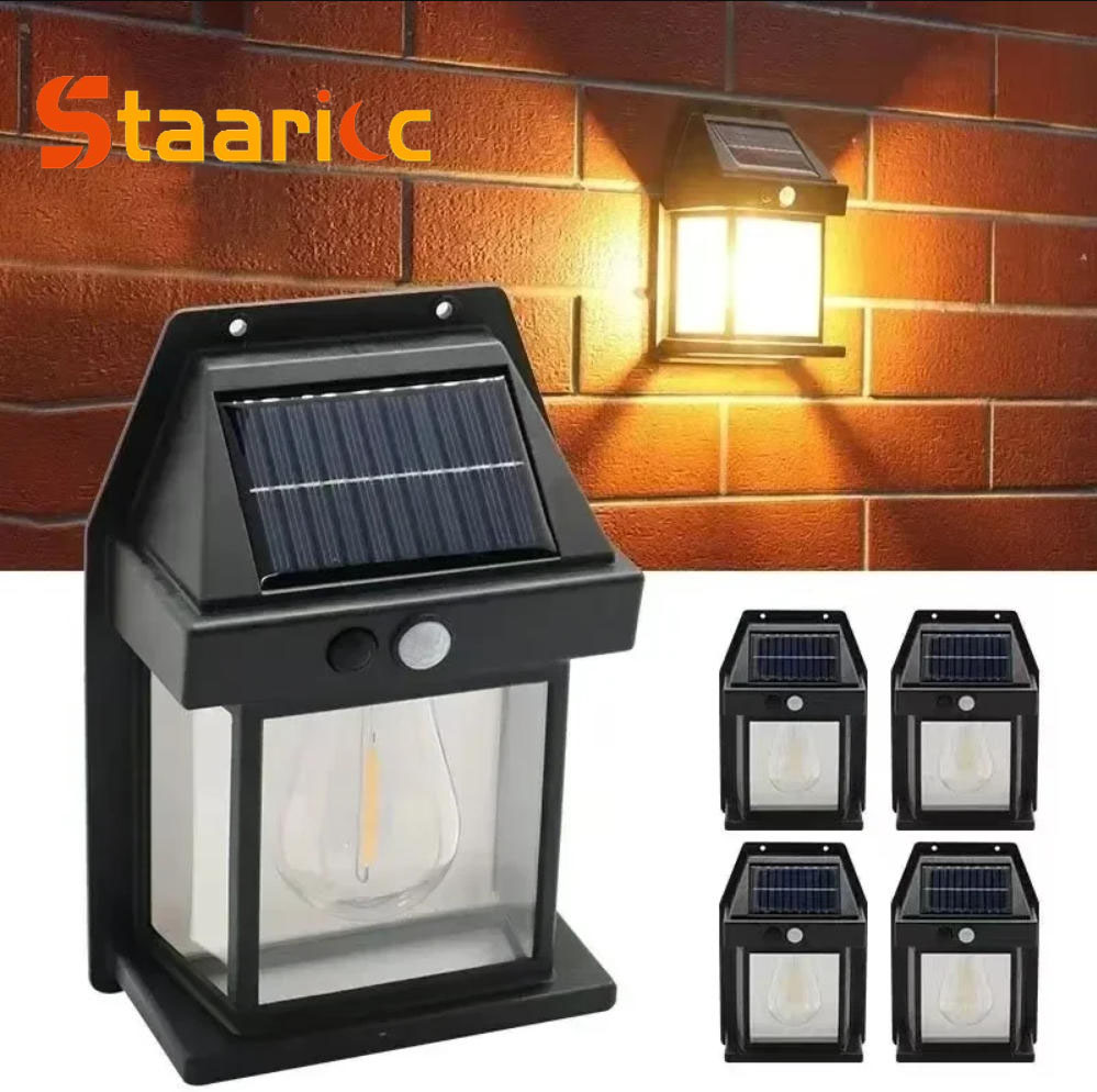 屋外ソーラータングステンウォールライト、モーションセンサー付 - Outdoor Lighting Traditional のレビューと価格