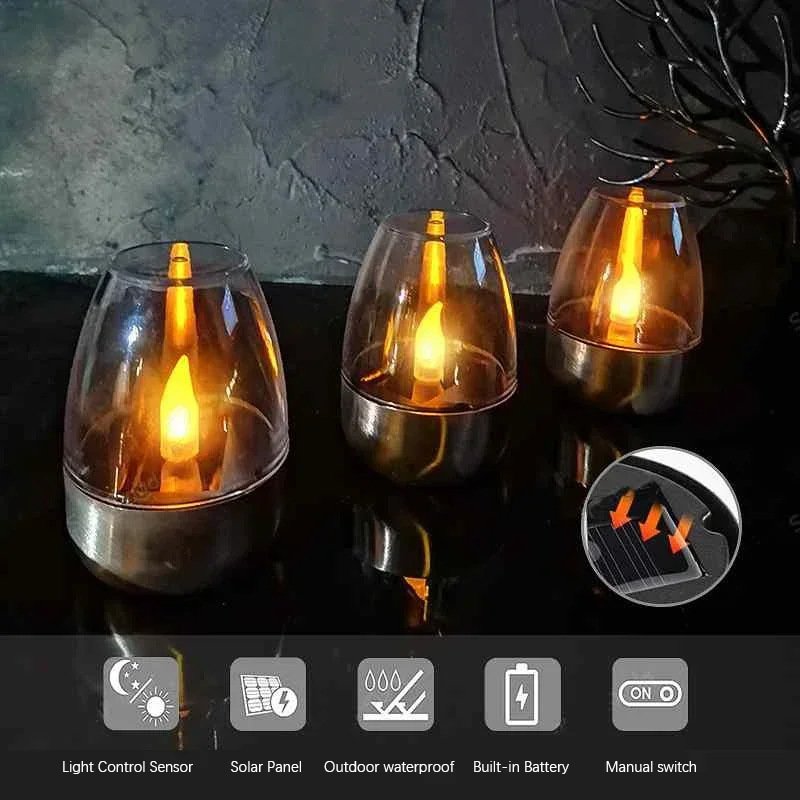 LED ステンレス鋼ソーラーキャンドルライト屋外パティオガー - Outdoor Lighting Under Pergola のレビューと価格