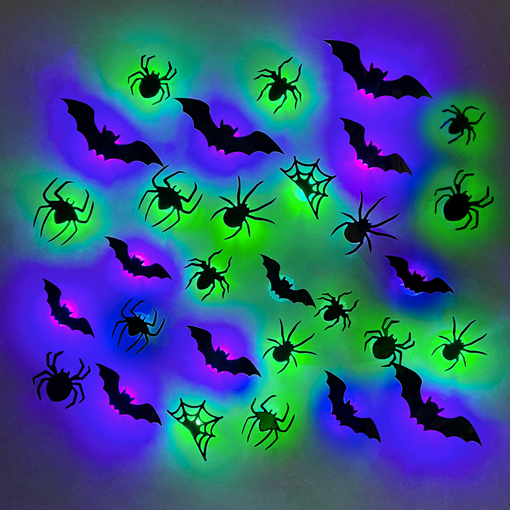 ハロウィン LED コウモリ クモ デコレーション 暗闇で光 - Lighting Wedding Outdoor のレビューと価格
