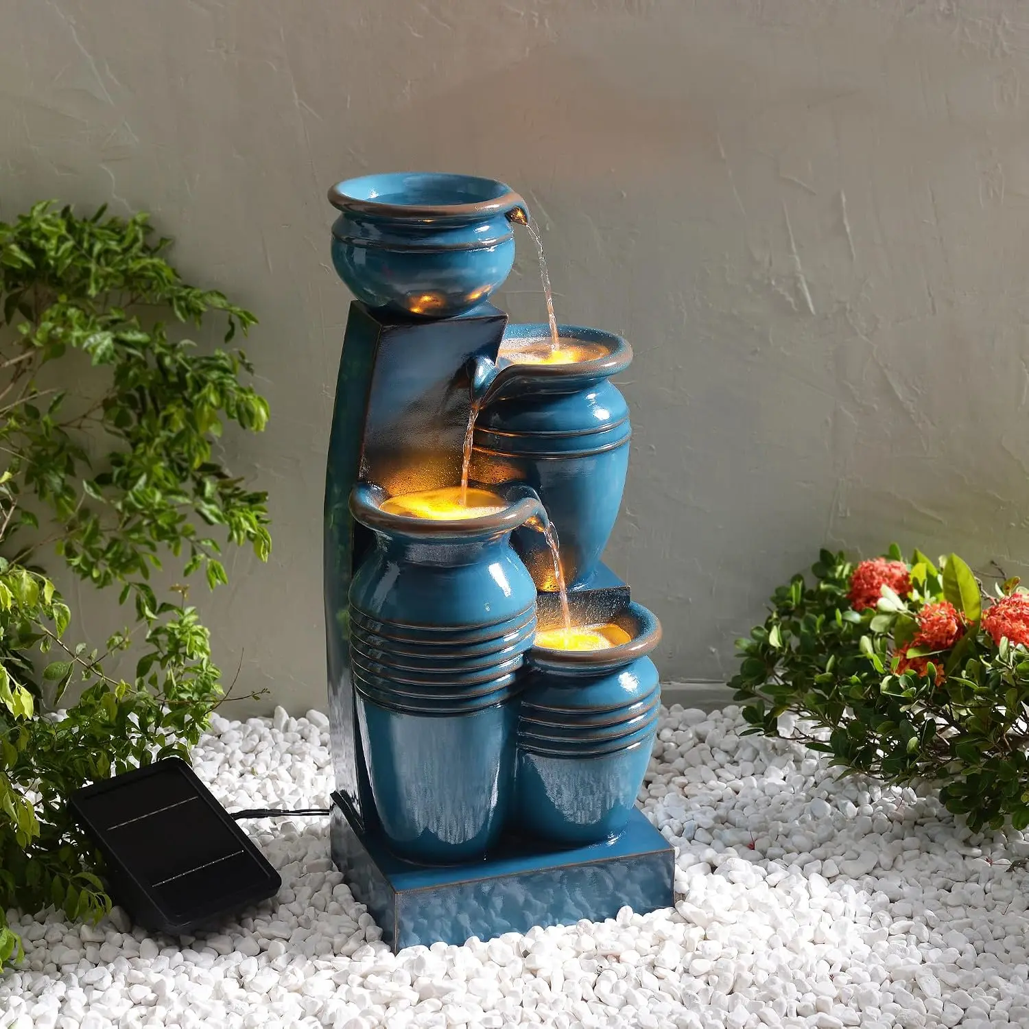 28.7インチ 4段カスケードボウル ソーラーパワー式噴水  - Outdoor Lighting Under Pergola のレビューと価格