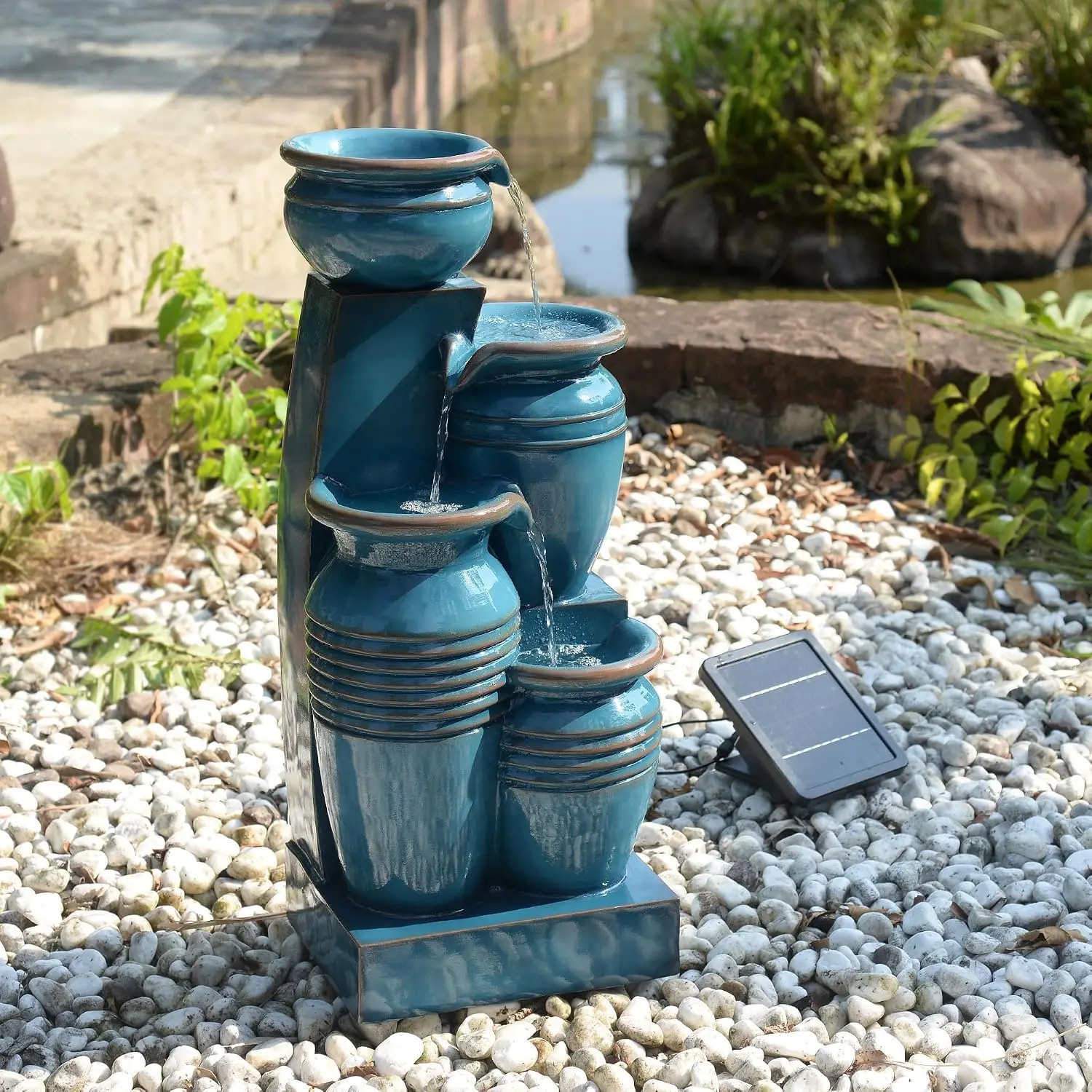28.7インチ 4段カスケードボウル ソーラーパワー式噴水  - Outdoor Lighting Under Pergola のレビューと価格