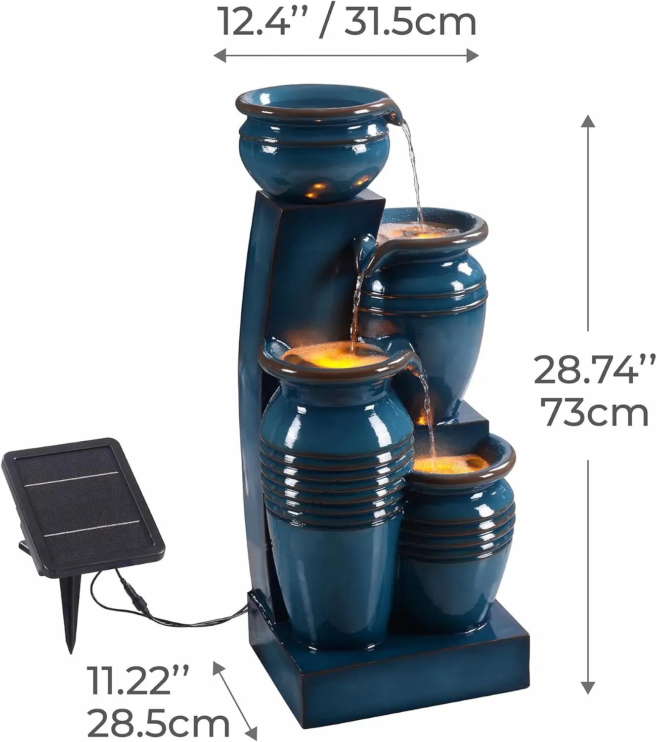 28.7インチ 4段カスケードボウル ソーラーパワー式噴水  - Outdoor Lighting Under Pergola のレビューと価格