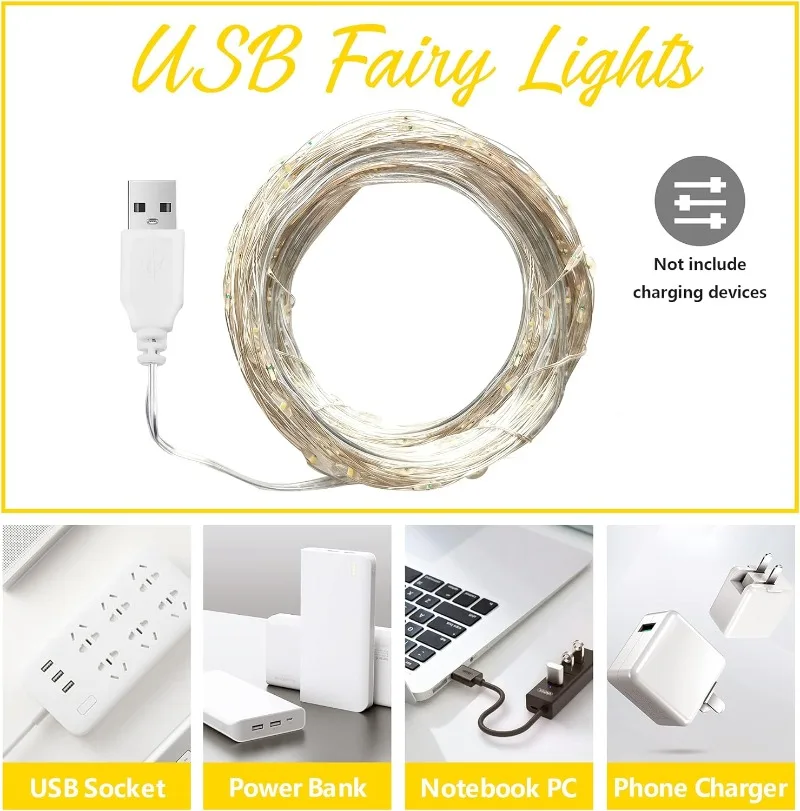 USB LED ストリングライト銅銀線ガーランドライト防水  - Lighting Wedding Outdoor のレビューと価格