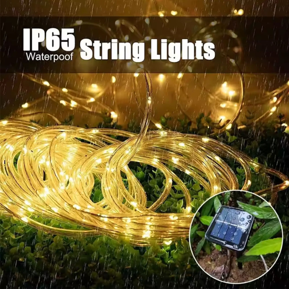ソーラー屋外 LED チューブロープガーランドライト防水グロ - Lighting Wedding Outdoor のレビューと価格