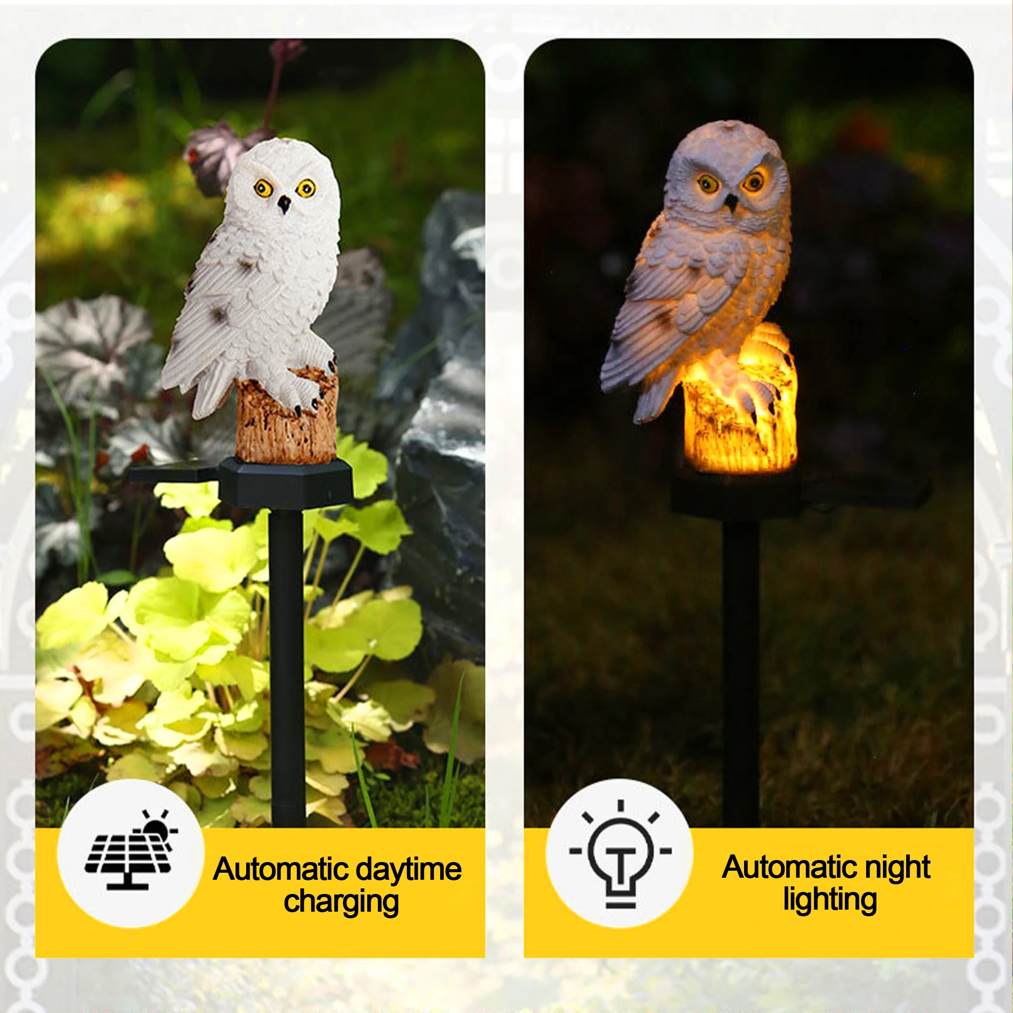 屋外用LEDフクロウ型ガーデンライト2個セット。ソーラー充電 - Outdoor Lighting In Ground のレビューと価格
