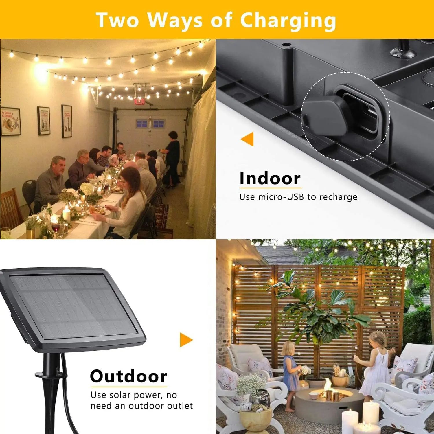 充電式屋外ソーラーledライトストリップ,100/フィート, - Outdoor Lighting Under Pergola のレビューと価格