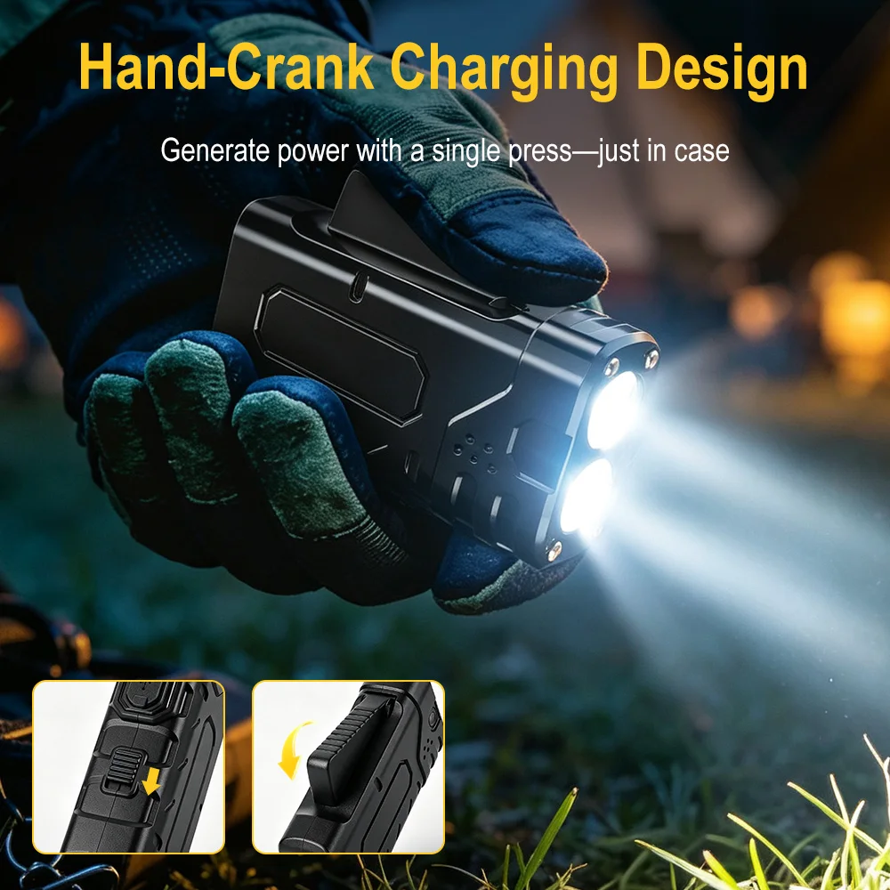 BORUIiT ハンドクランク EDC LED フラッシュラ - Outdoor Lighting Types のレビューと価格