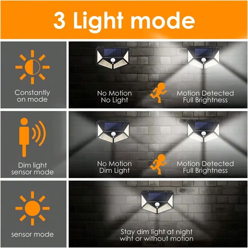 100LED屋外ソーラーガーデンライト、屋外モーションセンサ - Outdoor Lighting With Sensor のレビューと価格