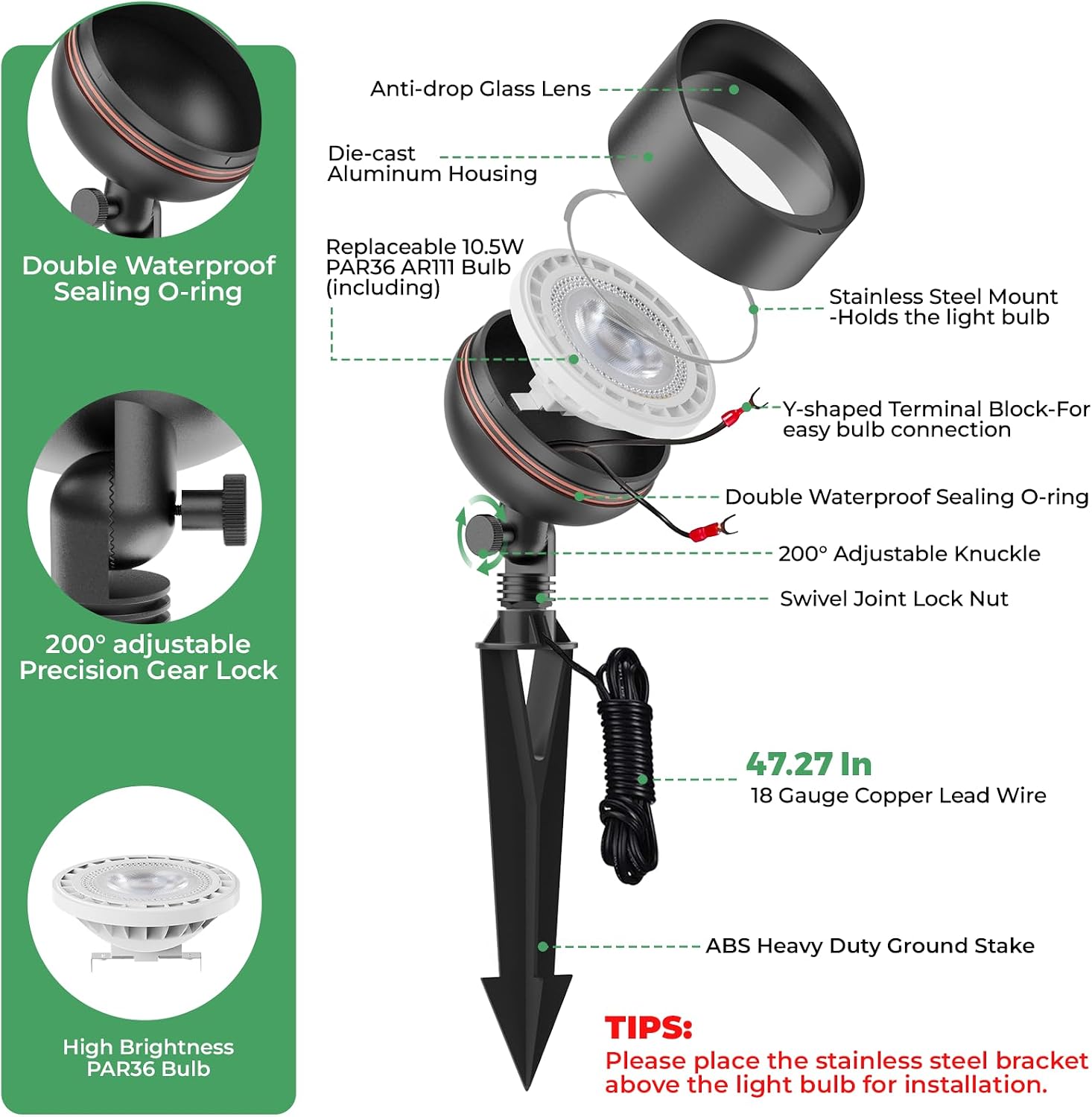 低電圧景観LED投光器 12V 広角屋外アップライト ブッシ - Outdoor Lighting Voltage のレビューと価格