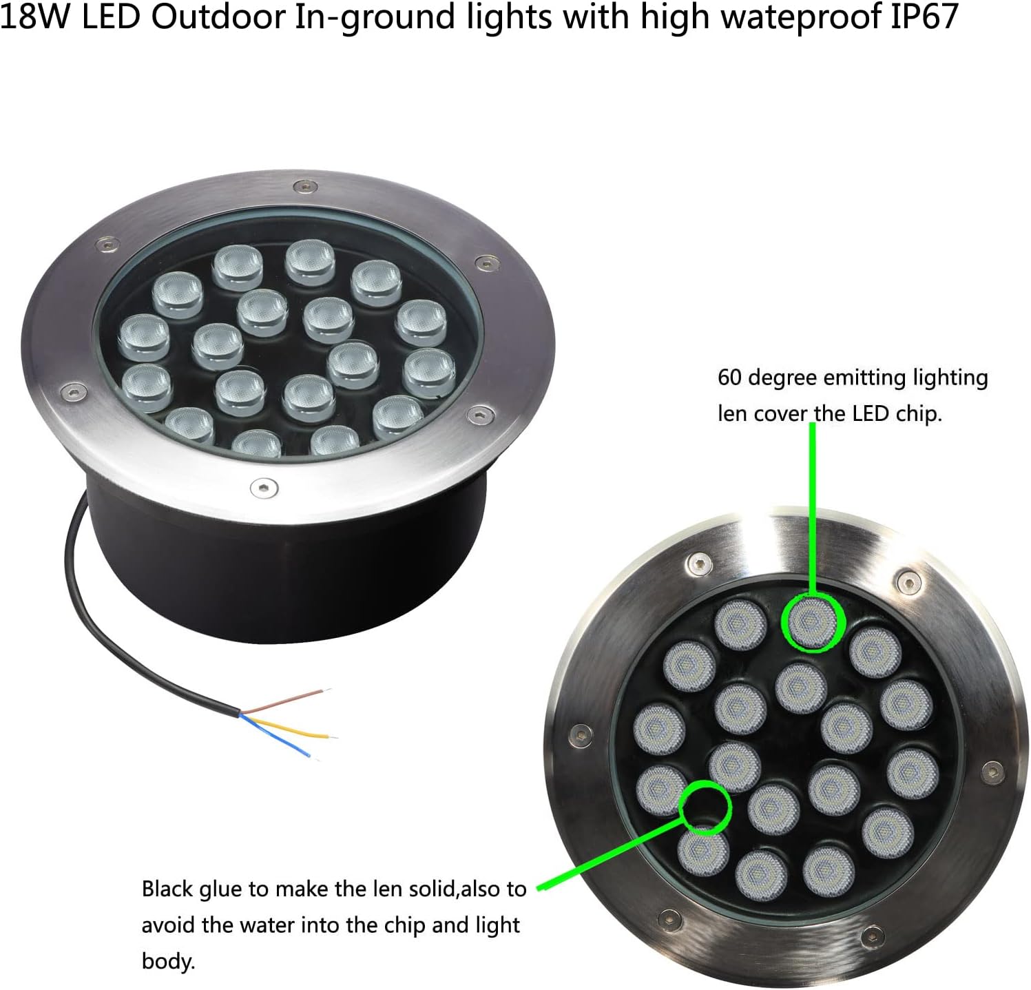 18W屋外グラウンドライト、直径8インチ、防水IP67景観照 - Outdoor Lighting Voltage のレビューと価格
