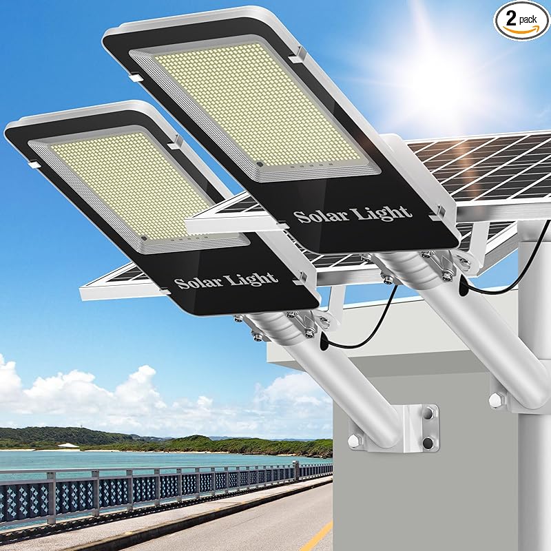 ソーラー街路灯 2個セット — IP65防水 屋外用ソーラー - Outdoor Lighting Dusk To Dawn のレビューと価格