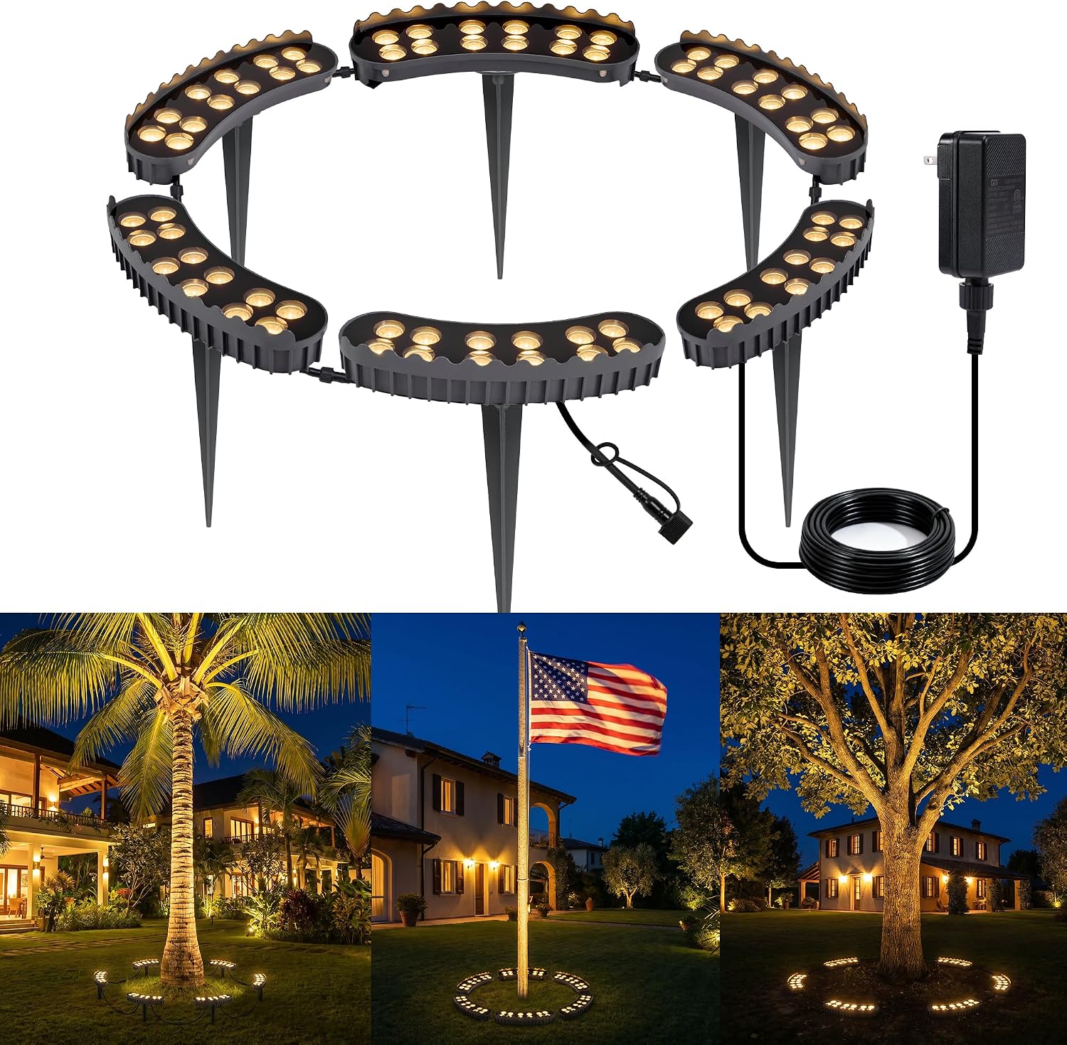 屋外リングツリーライト6個パック、景観照明ツリー、低電圧DC - Outdoor Lighting Voltage のレビューと価格