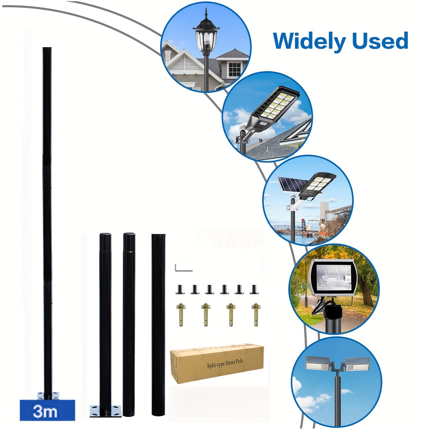 3mソーラー屋外分離型ランプポール亜鉛メッキ鋼街路灯ポール（ - Outdoor Lighting Traditional のレビューと価格